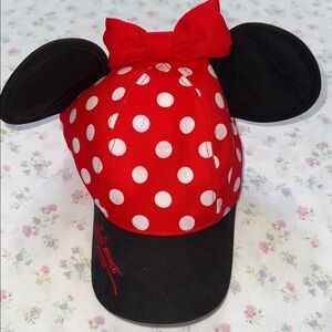 Authentic Disney Parks Minnie Mouse Ears Baseball Cap Red Polka Dot